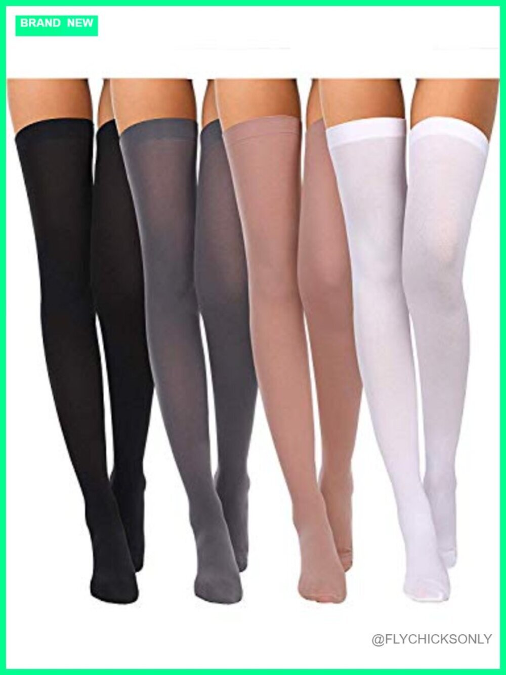 4 Pairs Women's Silk Thigh High Stockings Nylon Over Knee Sheers